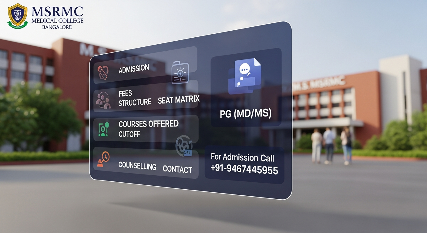 M.S. Ramaiah Medical College (MSRMC) Bangalore PG(MD/MS) : Admission ,Fees Structure ,Seat Matrix  ,Cutoff